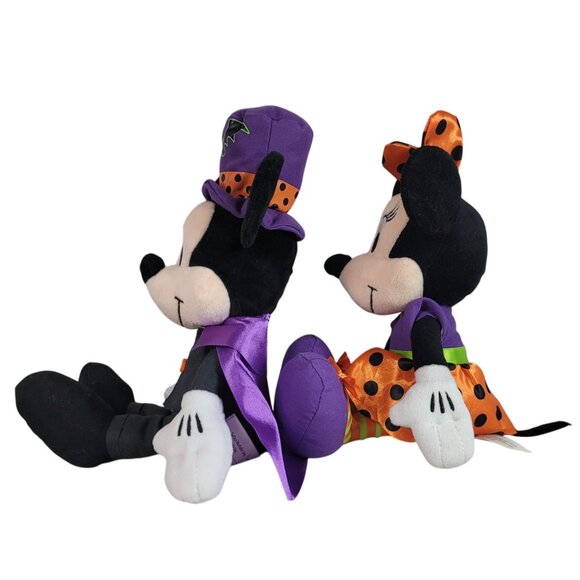 Disney Halloween Mickey & Minnie Plush Dolls 11" Cape Hat Bat Embroidered Eyes - Picture 3 of 10